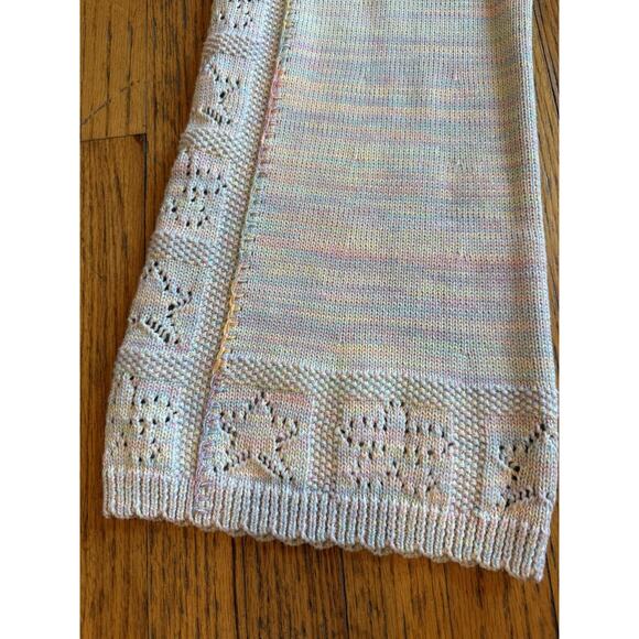 LoveShackFancy Pants Womens XL Pastel Knit Star Crochet Trim Wide Leg Lounge - Picture 2 of 7